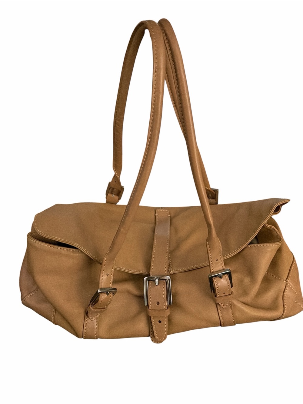 Desmo Vintage Women's Tan Shoulder Bag with Buckle Strap